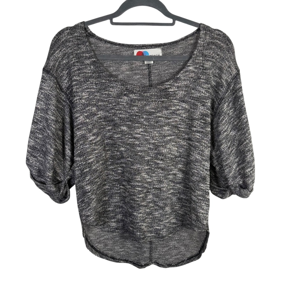 Free People Beach Marled Gray Boxy Crop Short Sleeve Sweater Size XS